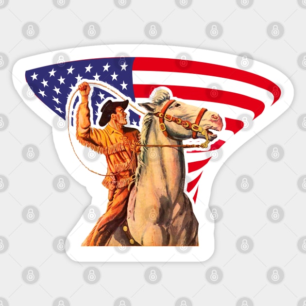 The Patriot of Rodeo - American Cowboy Sticker by Marccelus